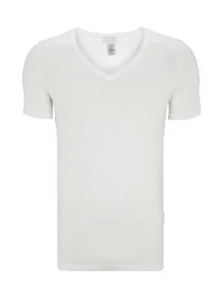 T-shirt z dekoltem w serek Hanro biała