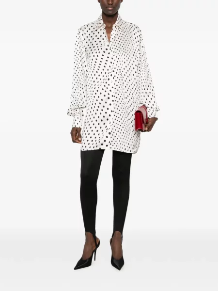 Lung cămașă Stella Mccartney cu buline alb