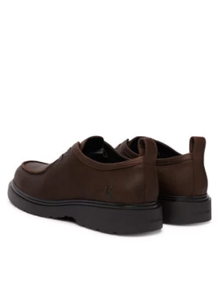 Nizki čevlji Calvin Klein Combat Apron Laceup Tu Lth Temno rjava