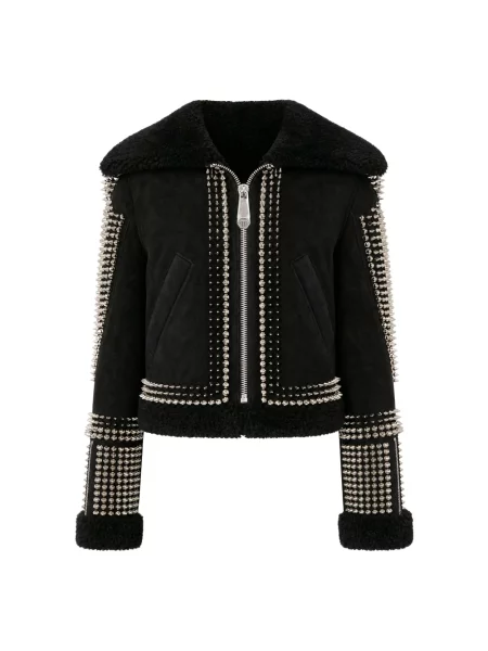Kurtka skórzana Philipp Plein z ćwiekami czarna