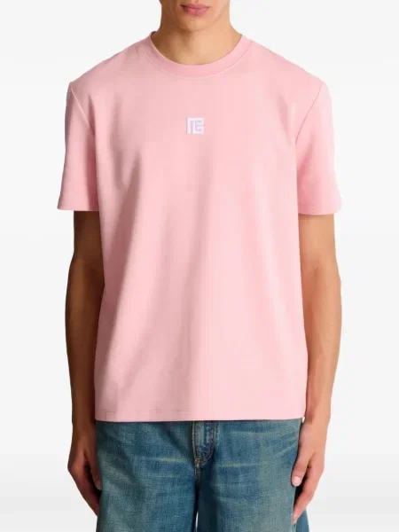 Tricou Balmain cu broderie roz