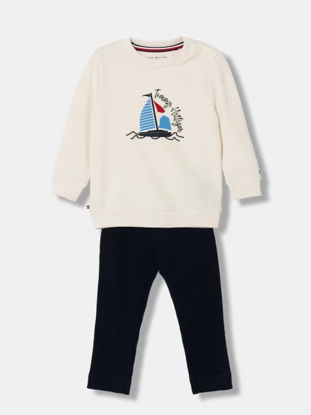 Tommy Hilfiger compleu pentru bebeluși cu alb
