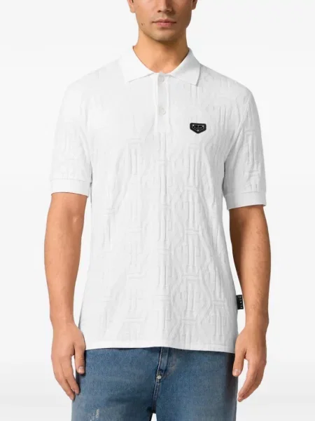 Tricou polo Philipp Plein din jacard alb