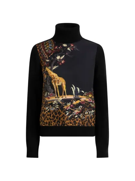 Heláncă Etro de lână cu imagine cu imprimeu animal print negru