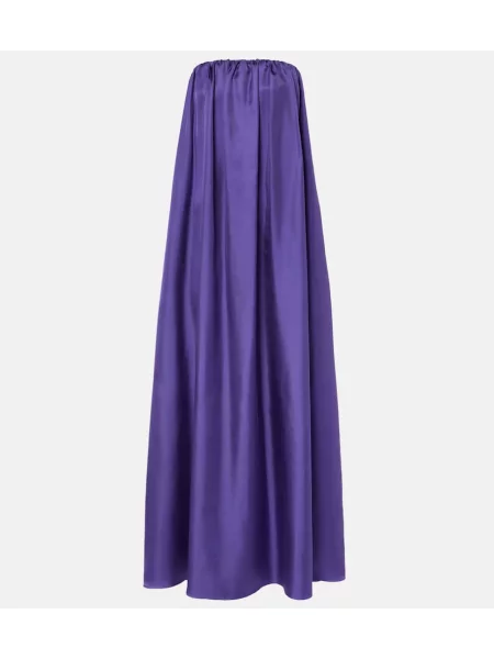 Rochie maxi Max Mara de mătase plisată de costum violet