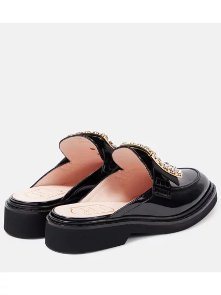 Papuci tip mules Roger Vivier din piele negru