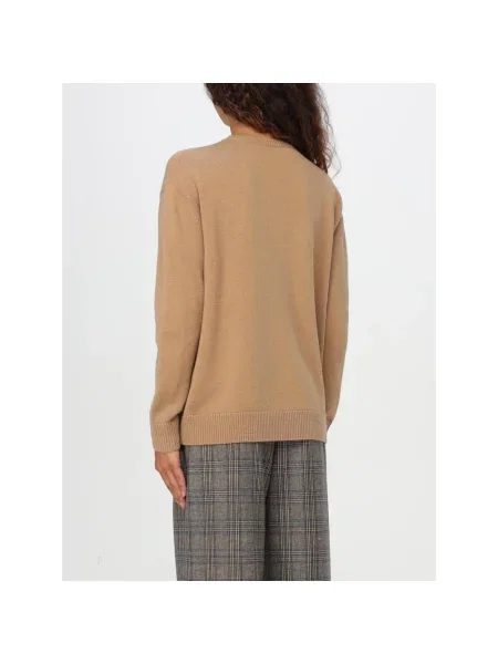 Sweter Max Mara z cekinami z kaszmiru brązowy
