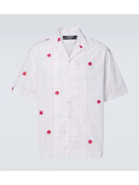Kostkovaná žakárová košile Jacquemus bílá