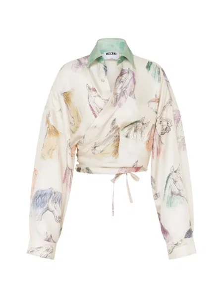 Cămașă Moschino de mătase cu imagine