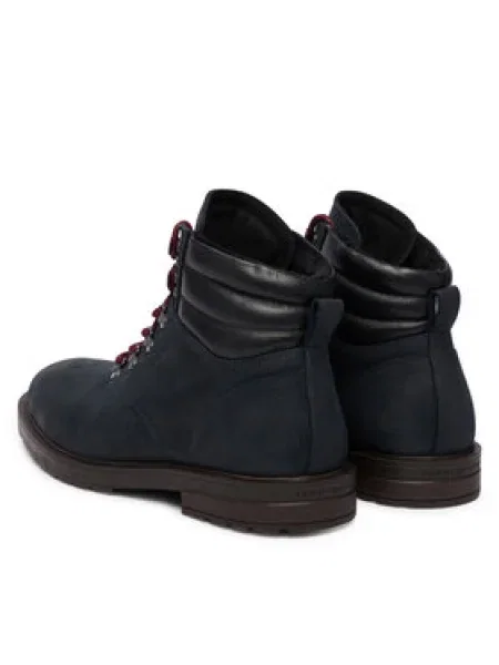 Tommy Hilfiger Šnurovacia obuv Cleated Hilfiger Wrm Hook Boot Tmavomodrá