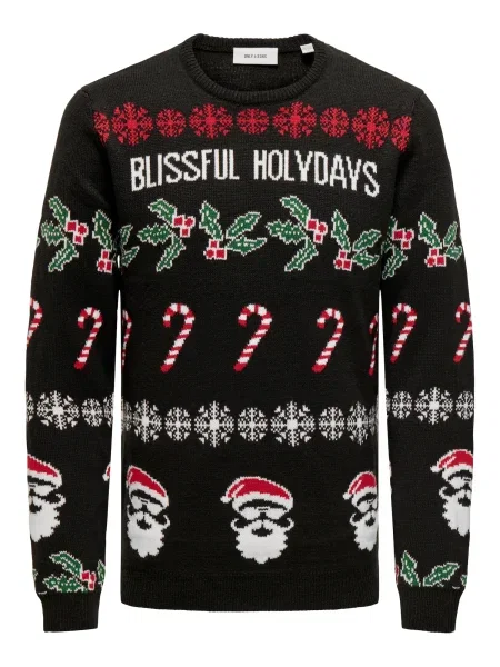 Only & Sons Pulover ONSXmas verde / roşu închis / negru alb