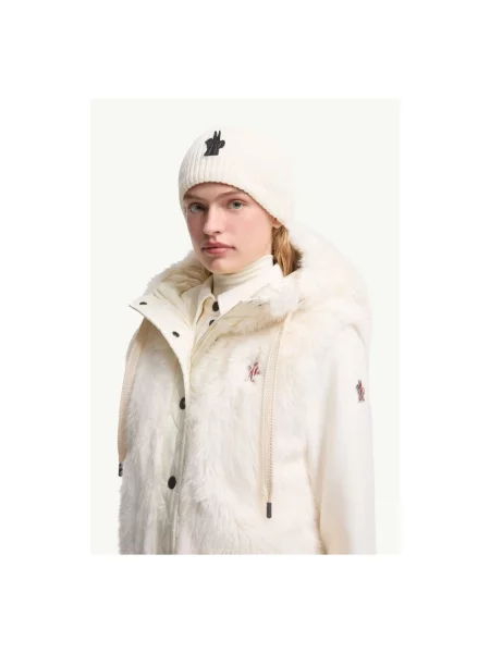 Czapka Moncler Grenoble wełniana z logo biała