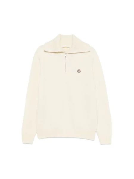 Sweter z golfem Moncler wełniany biały