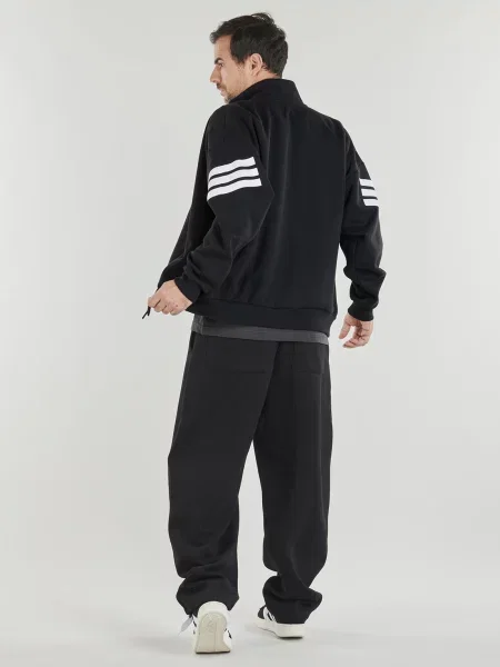 Pruhovaná bežecká bunda Adidas čierna