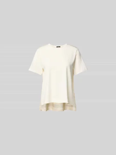 T-shirt z prążkowanym okrągłym dekoltem Joseph