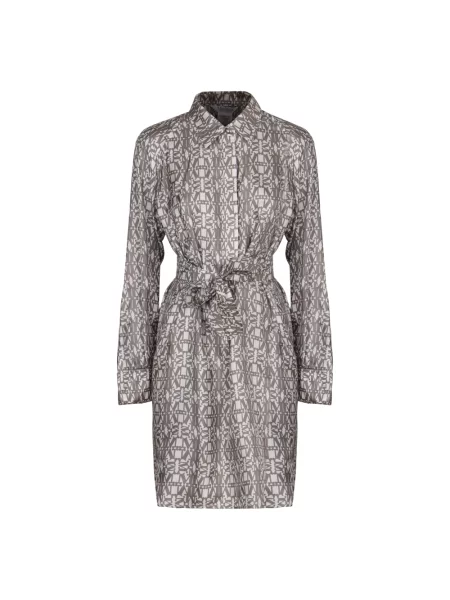 Lniana sukienka koszulowa Max Mara z nadrukiem garniturowa