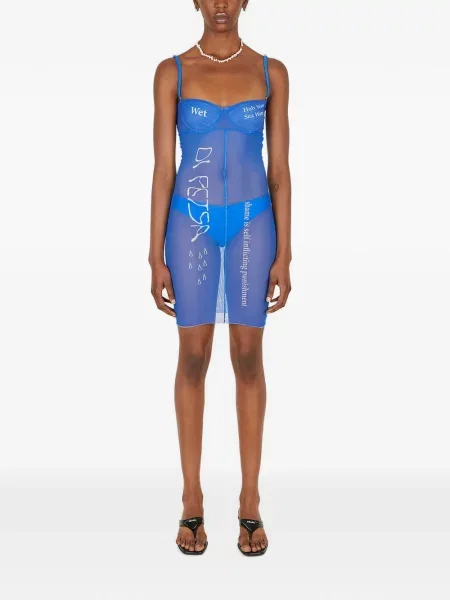 Rochie mini Di Petsa cu imagine plasă albastru