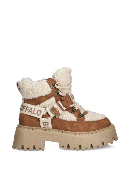 Botine Buffalo cu cataramă din piele de oaie maro