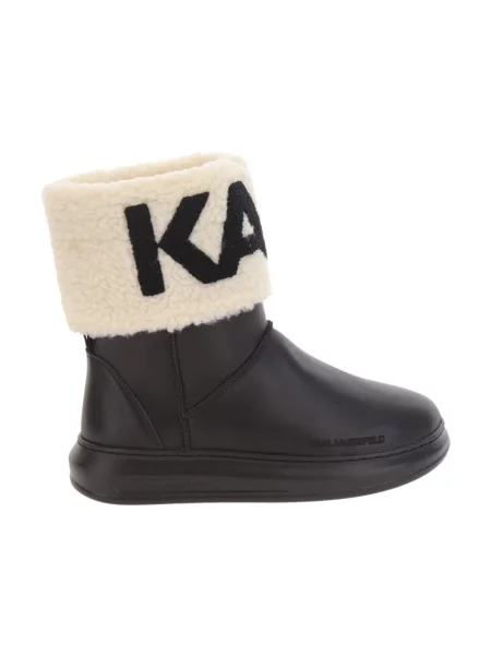 Botki Karl Lagerfeld skórzane z logo czarne