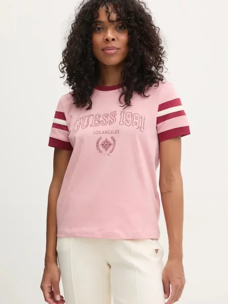 Guess t-shirt SUZANNE różowy