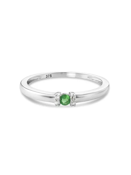 DIAMANT LETERNEL Prsten Ring aus Weißgold mit Diamant mit Smaragd stříbrná