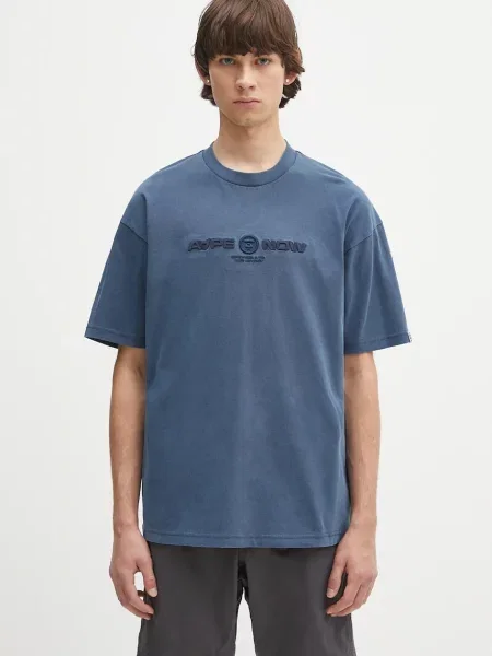 AAPE tricou din Now bleumarin cu imprimeu