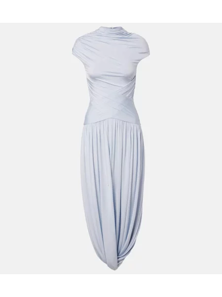 Rochie midi Self-portrait drapată până la genunchi de costum albastru