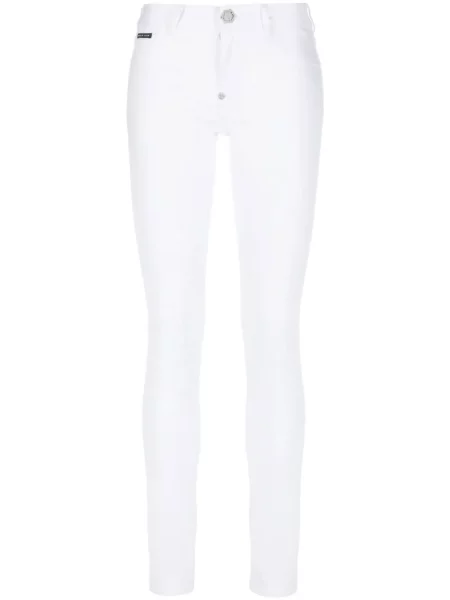 Blugi skinny Philipp Plein cu talie înaltă alb
