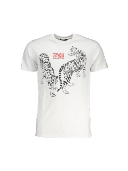 Koszulka Cavalli Class z nadrukiem casual biała