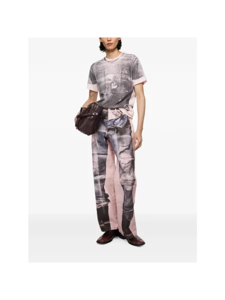 Spodnie Acne Studios z nadrukiem różowe