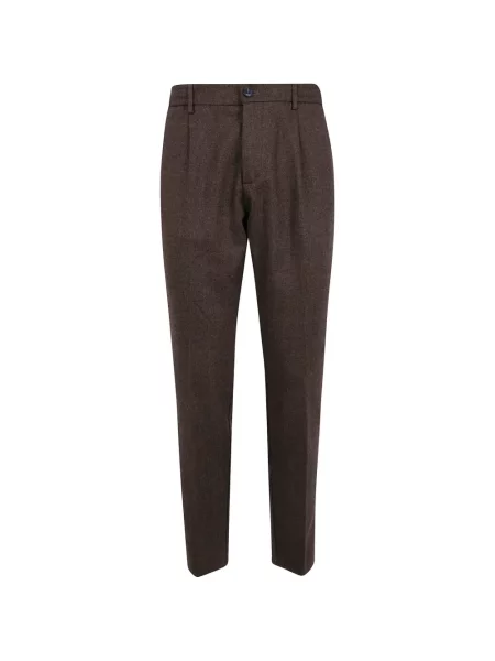 Pantaloni Cruna cu model herringbone maro