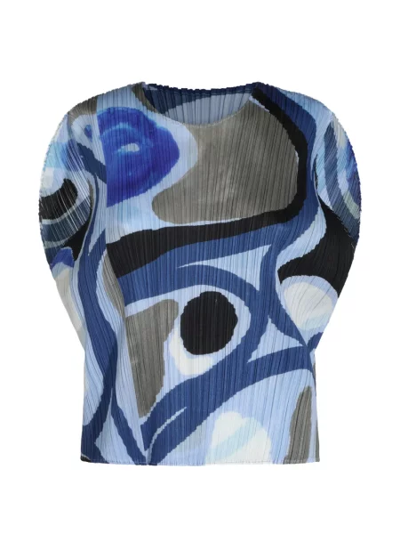 Bluză Pleats Please Issey Miyake cu imagine cu imprimeu abstract albastru
