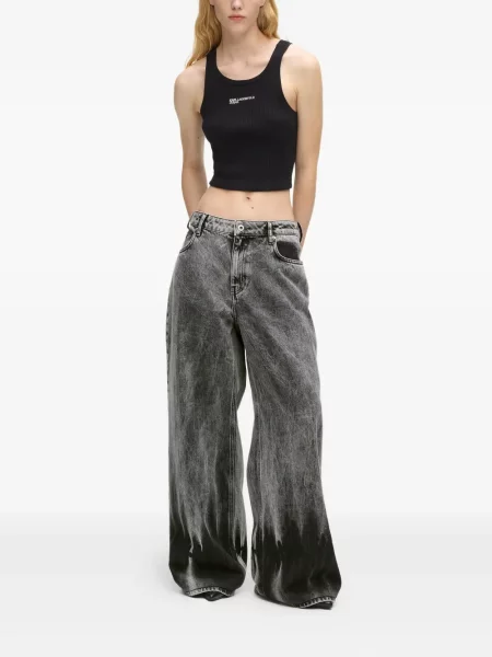 Blugi Karl Lagerfeld Jeans cu talie joasă gri