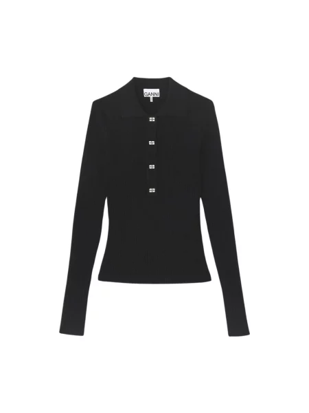 Polo Ganni wełniane czarne