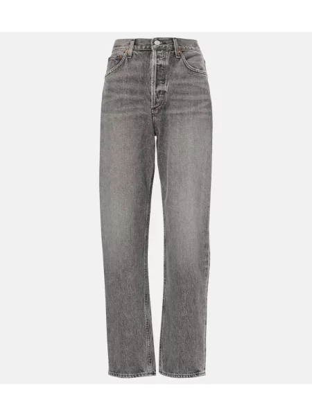 Proste jeansy Agolde z wysoką talią niebieskie