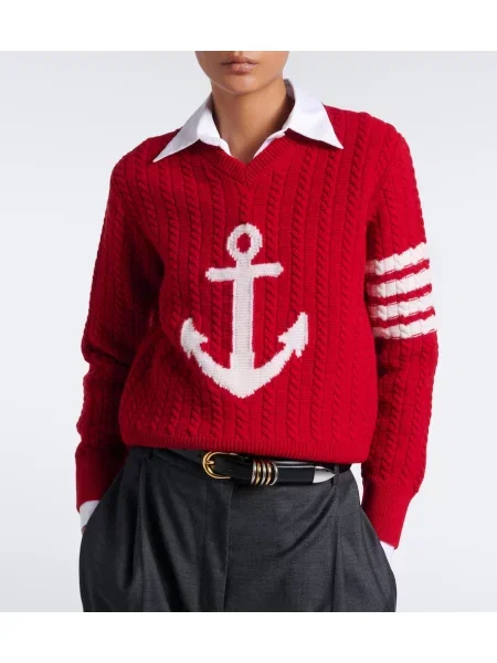 Pulover Thom Browne de lână roșu