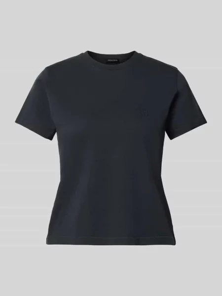 T-shirt w kroju regular fit z haftowanym logo Anine Bing czarna