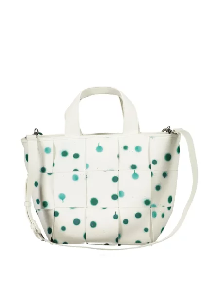 Taškuota shopper rankinė Desigual su aplikacija balta