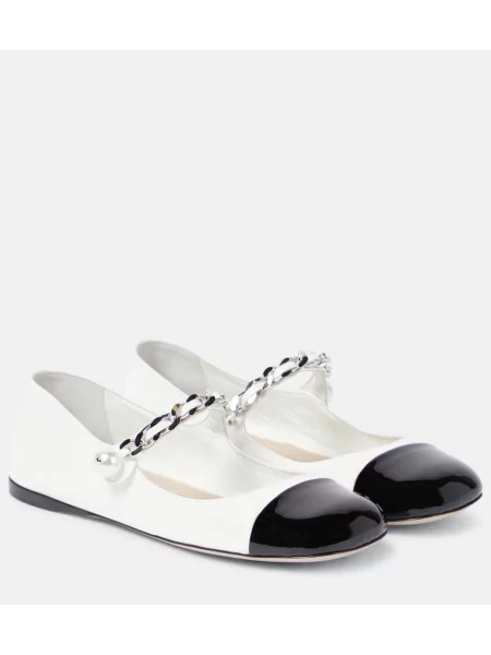 Usnjene balerinke Miu Miu bela