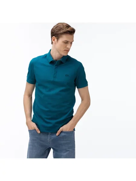 Lacoste Paris Polo Regular Fit Stretch Cotton Piqué niebieski