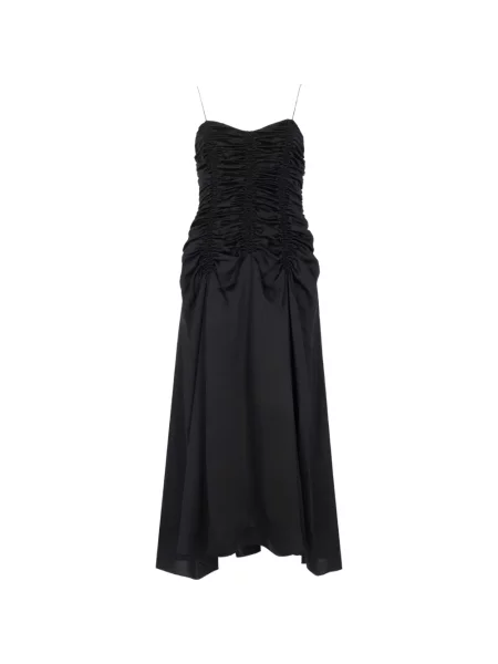 Rochie maxi Khaite de mătase cu volane negru