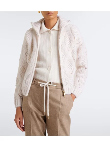 Cardigan Eleventy de mătase alb