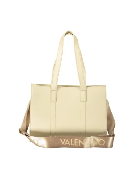 Lniana torebka Valentino Bags beżowa