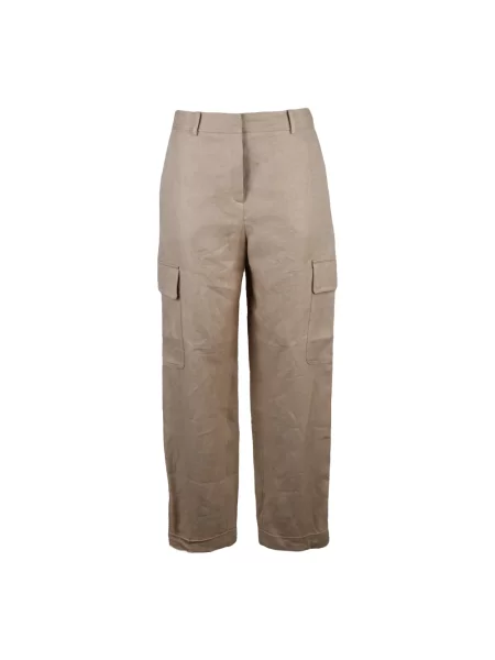 Lniane spodnie cargo Eleventy beżowe