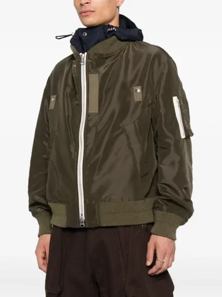 Geacă bomber Sacai cu glugă verde