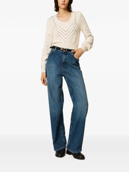 Blugi cu picior larg Twinset albastru