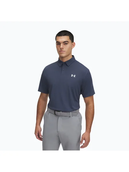 Tricou polo pentru bărbați Under Armour Tee To Green Pique Polo downpour gray/white alb