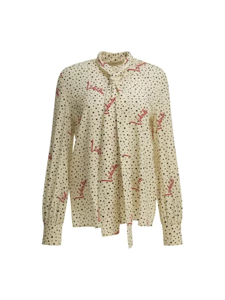 Lniana bluzka Valentino w grochy z logo