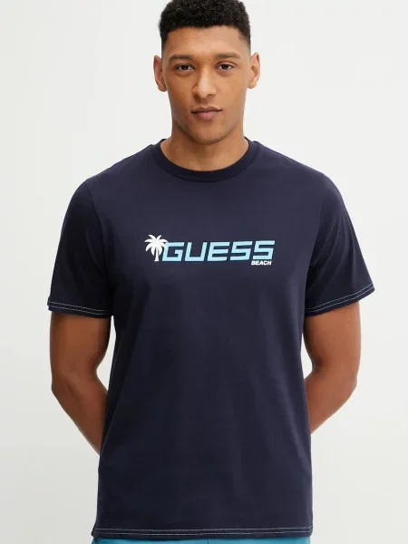 Тениска Guess с принт тъмносиньо