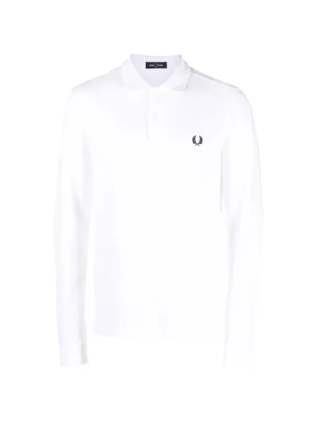 Tricou polo Fred Perry cu broderie alb